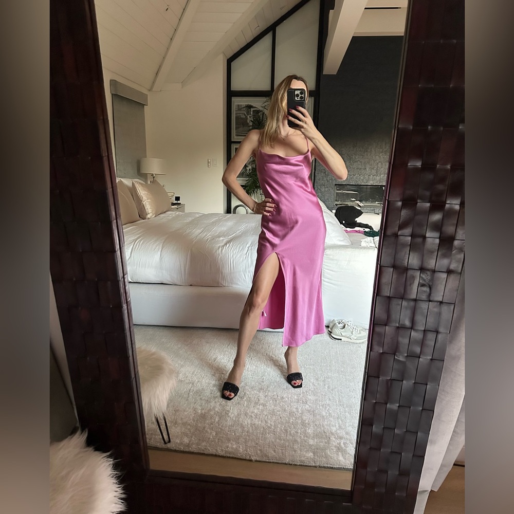 Pink slip midi dress. Silk. by Fleur Du Mal size S